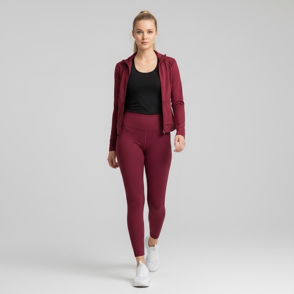 ATHLETA 2X Altitude Jogger Polartec Power Stretch Burgundy Brushed Fleece Lined